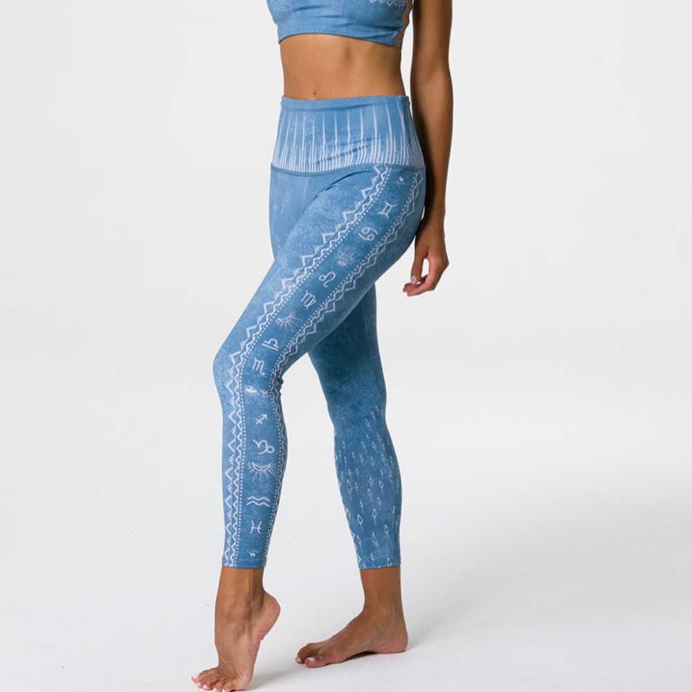 Seamless High-Waist Blue Yoga Leggings